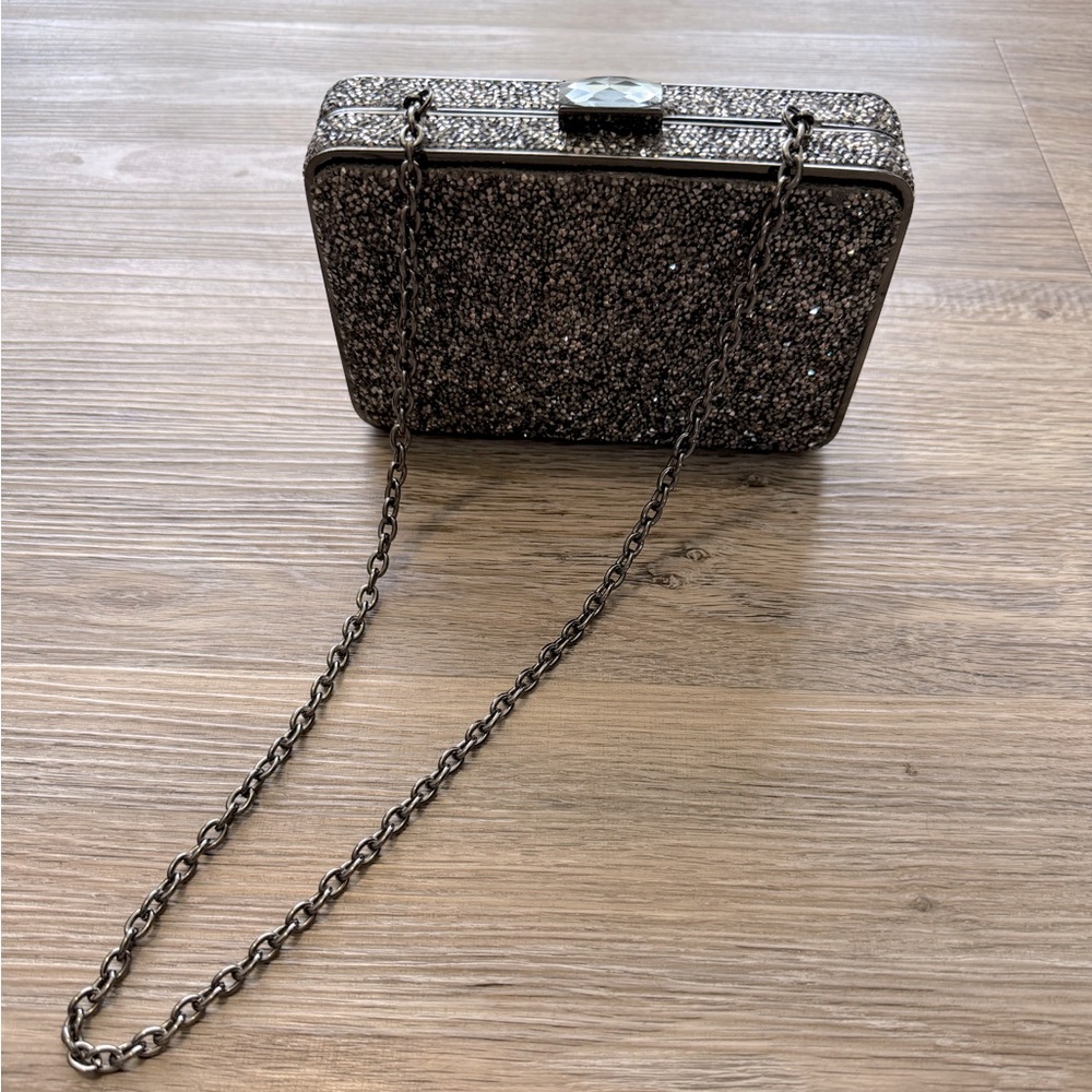 Sondra Roberts Glitter Rhinestone Top Lock Clutch